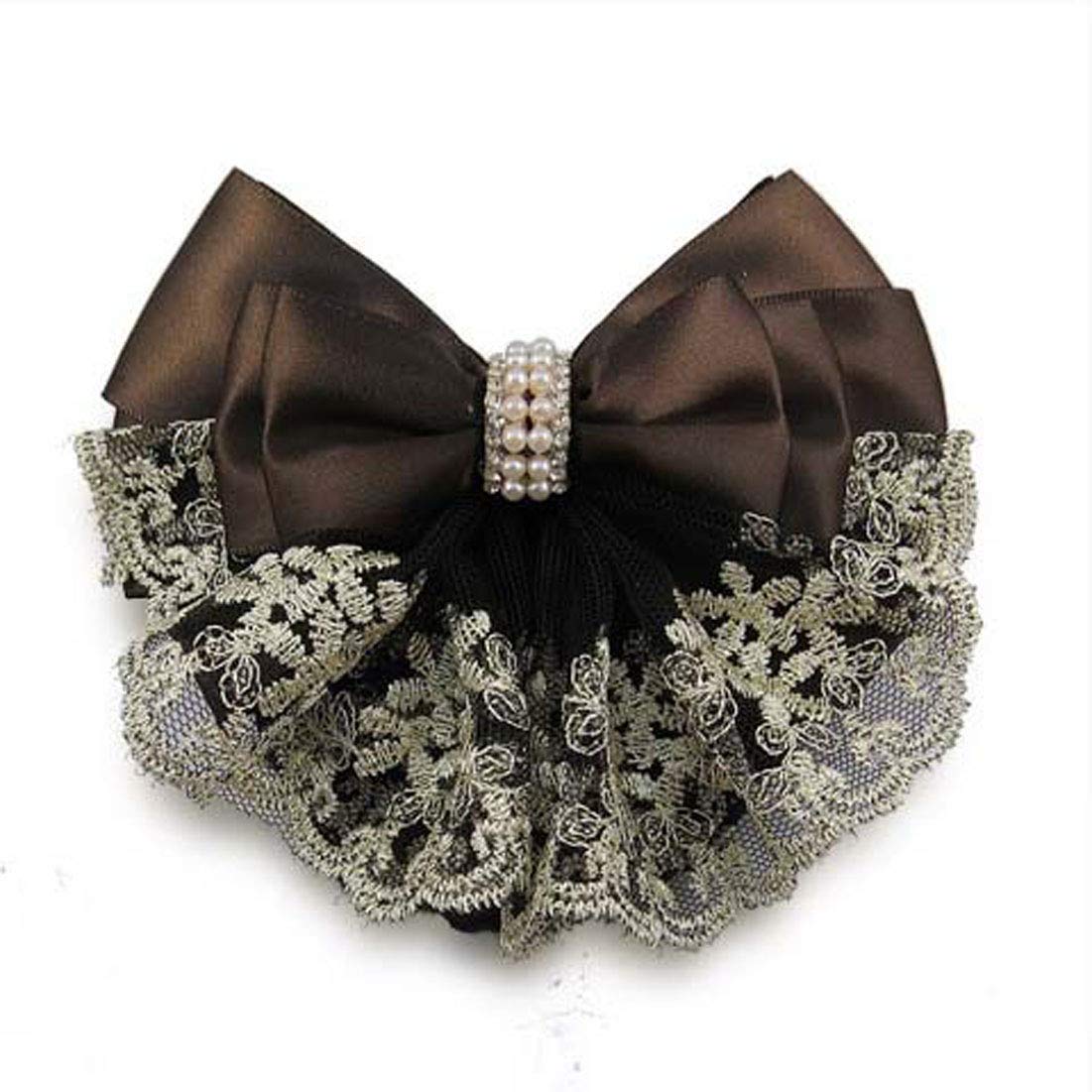 Buy now Lady Bow Hair Bun Net Snood Crochet Net Bun Hair Cover Hair Accessories Bowknot Decor Barrette Hair Clip Lace Flower Hair Accessories (Black) Brown at indiglob india