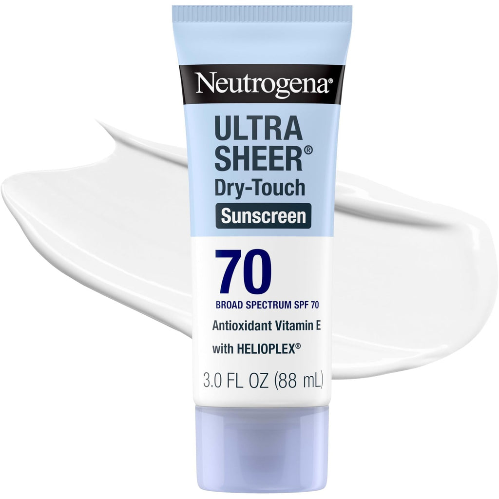 Neutrogena Ultra Sheer Dry Touch Sunscreen Lotion, SPF 70, 3 fl. oz | Broad Spectrum for UVA/UVB Protection, Lightweight, Water-Resistant up to 80 Minutes, Oxybenzone-Free