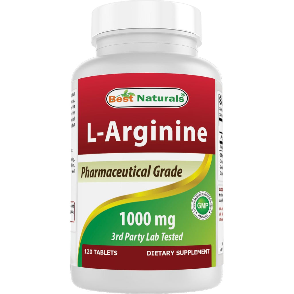 (New Improved Formula) Best Naturals L-Arginine 1000 mg 120 Tablets - Pharmaceutical Grade L Arginine Supplement Promotes Nitric Oxide Synthesis | L Arginine supplement promotes nitric oxide synthesis