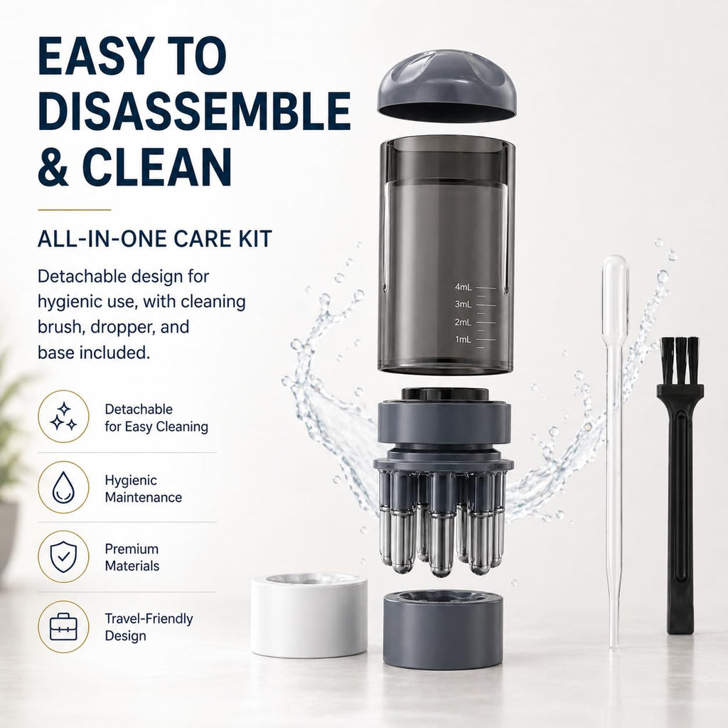 Minoxidil Applicator, 2 Pack Scalp Applicator Comb with Cleaning Brush and Dropper, Rollerball Hair Oil Dispenser Bottle for Precise Root Targeted, Quick Effortless Scalp Brush Tool