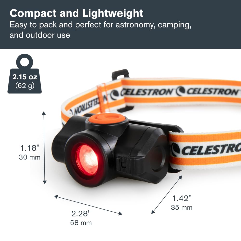 Celestron Night Vision Red LED Headlamp for Astronomy and Camping