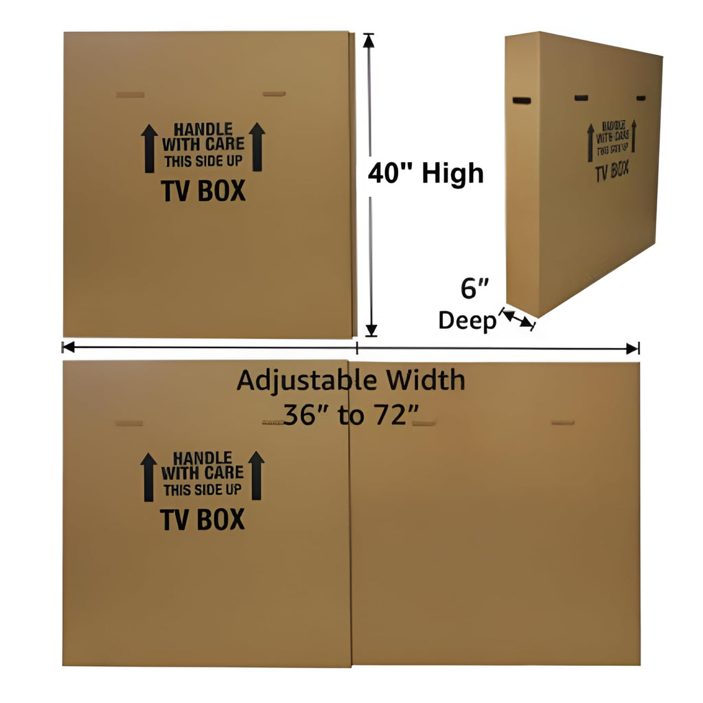 Moving Boxes Bundle TV Box (1-Pack), Adjustable Flat Screen TV Moving Boxes for Packing, Moving & Storage with Handles