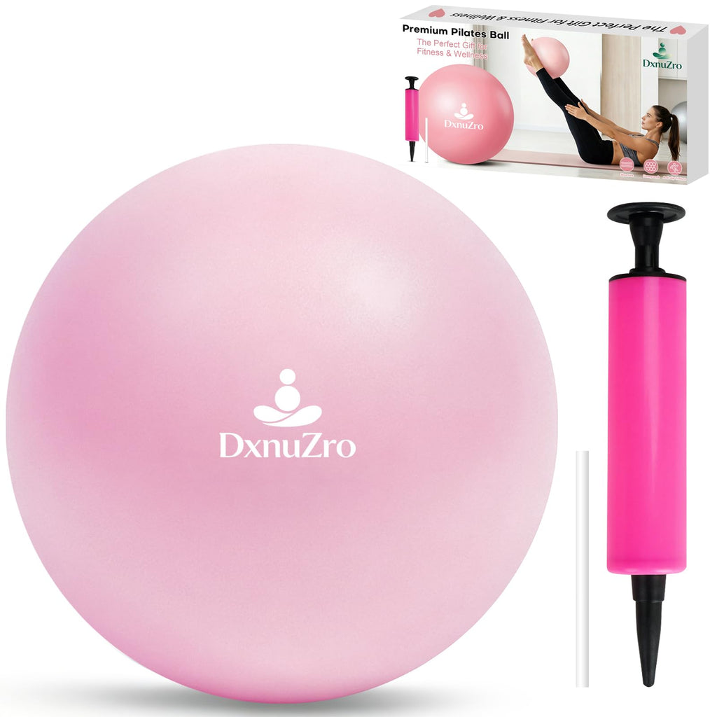9 Inch Pink Pilates Ball, Exercise Stability Yoga Ball Small Exercise Ball with Air Pump for Core Workout, Balance Training, Home Gym, Office, Physical Therapy Anti-Burst PVC