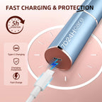 Facial Hair Remover for Women, Rechargeable, 2 Replacement Heads | LED face shaver for upper lip, chin, cheeks, and peach fuzz; compact USB charging design for home and travel
