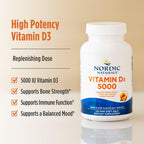 Nordic Naturals Vitamin D3 5000 IU,Non-GMO, Orange - 120 Mini Softgels | High-potency vitamin D3 for bone health, mood support & immune function. One mini softgel daily. Non-GMO. 120 servings