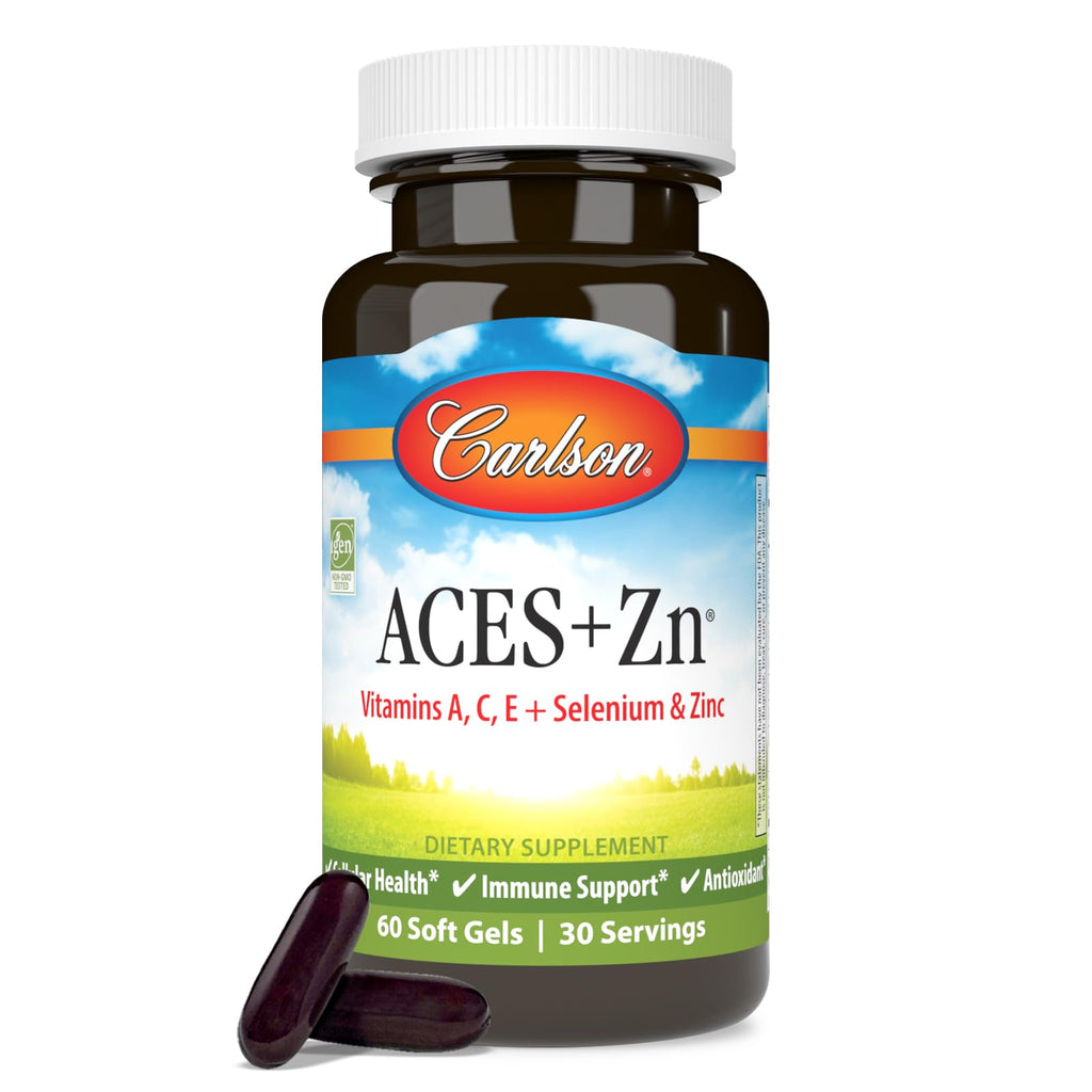 Carlson ACES + Zn, Multivitamin with Zinc, Cellular Health, 60 Softgels