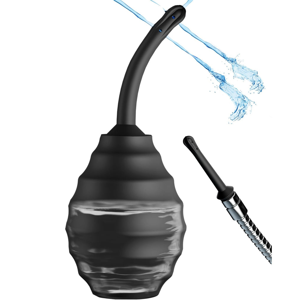 Beisar Enemas Anal Douche for Men Women - 9 Hole Anti Backflow Enema Bulb with Flexible Silicone Nozzle for Colon Cleanse, Feminine Care Shower Enema Douches Kit Cleaner Flusher 11.1 Ounce