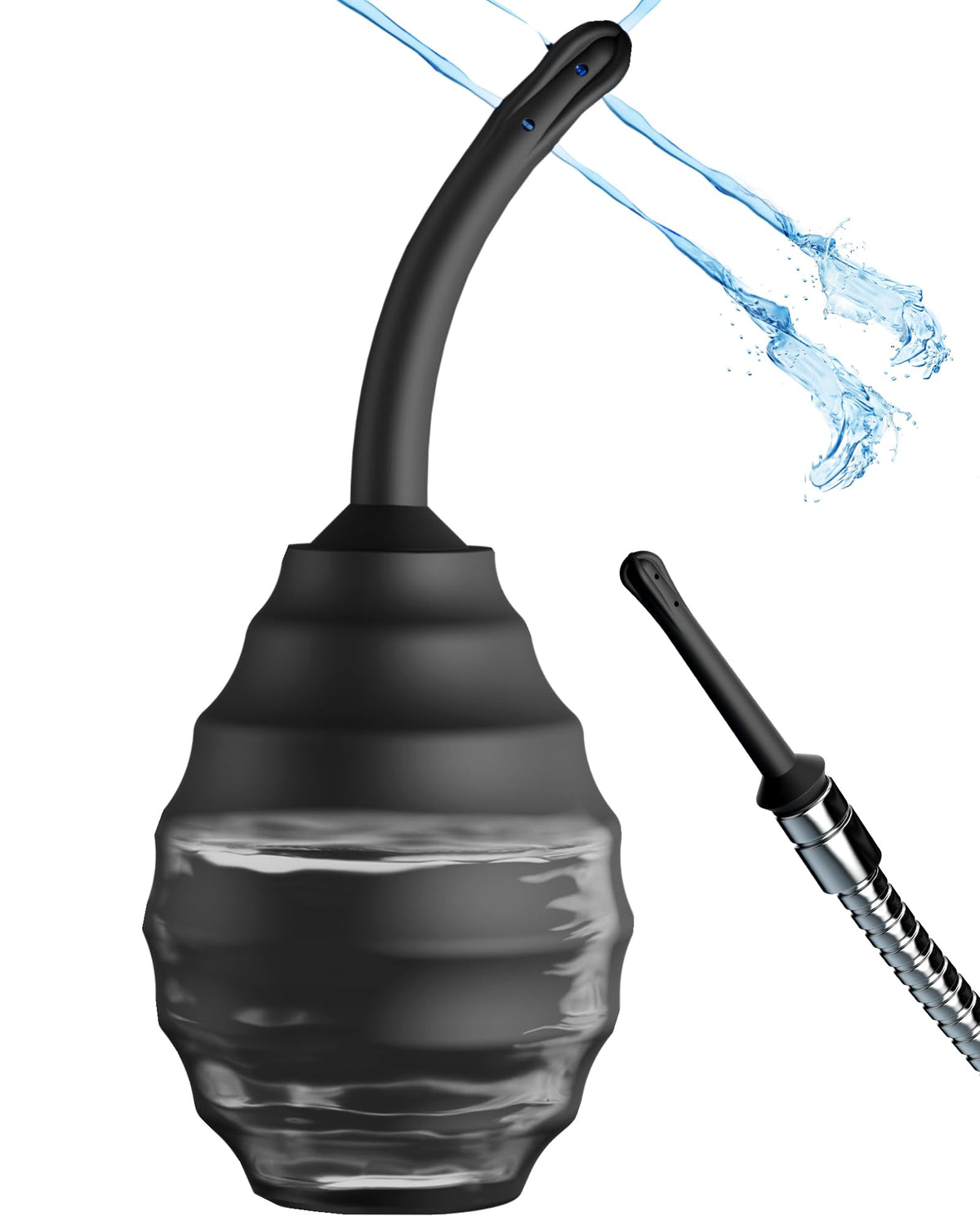 Beisar Enemas Anal Douche for Men Women - 9 Hole Anti Backflow Enema Bulb with Flexible Silicone Nozzle for Colon Cleanse, Feminine Care Shower Enema Douches Kit Cleaner Flusher 11.1 Ounce