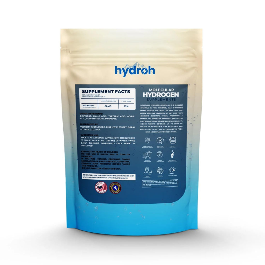 Hydrogen Water Tablets, Molecular Hydrogen Tablets for Drinking Water, Quick-Dissolving Unflavored H2 Tabs, Up to 12 PPM Hydrogen, No Equipment Needed (30-Day Supply)