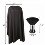 Professional Hair Cutting Cape with Neck Duster Brush, Large Size Salon Barber Cape for Men, Women and Kids(Black)