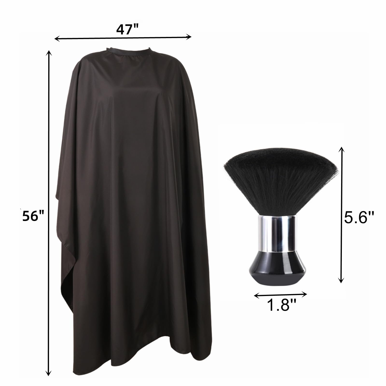 Professional Hair Cutting Cape with Neck Duster Brush, Large Size Salon Barber Cape for Men, Women and Kids(Black)
