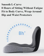 Celinva Orthopedic Cushion,Ergonomic Memory Foam L-Shaped Integrated Seat Cushions with Adjustable Strap,Ultra Breathable Non-Slip Design for Office Chair,Car,Wheelchair (Black+Gray)