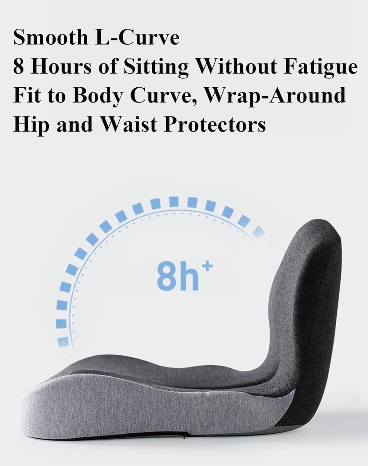 Celinva Orthopedic Cushion,Ergonomic Memory Foam L-Shaped Integrated Seat Cushions with Adjustable Strap,Ultra Breathable Non-Slip Design for Office Chair,Car,Wheelchair (Black+Gray)