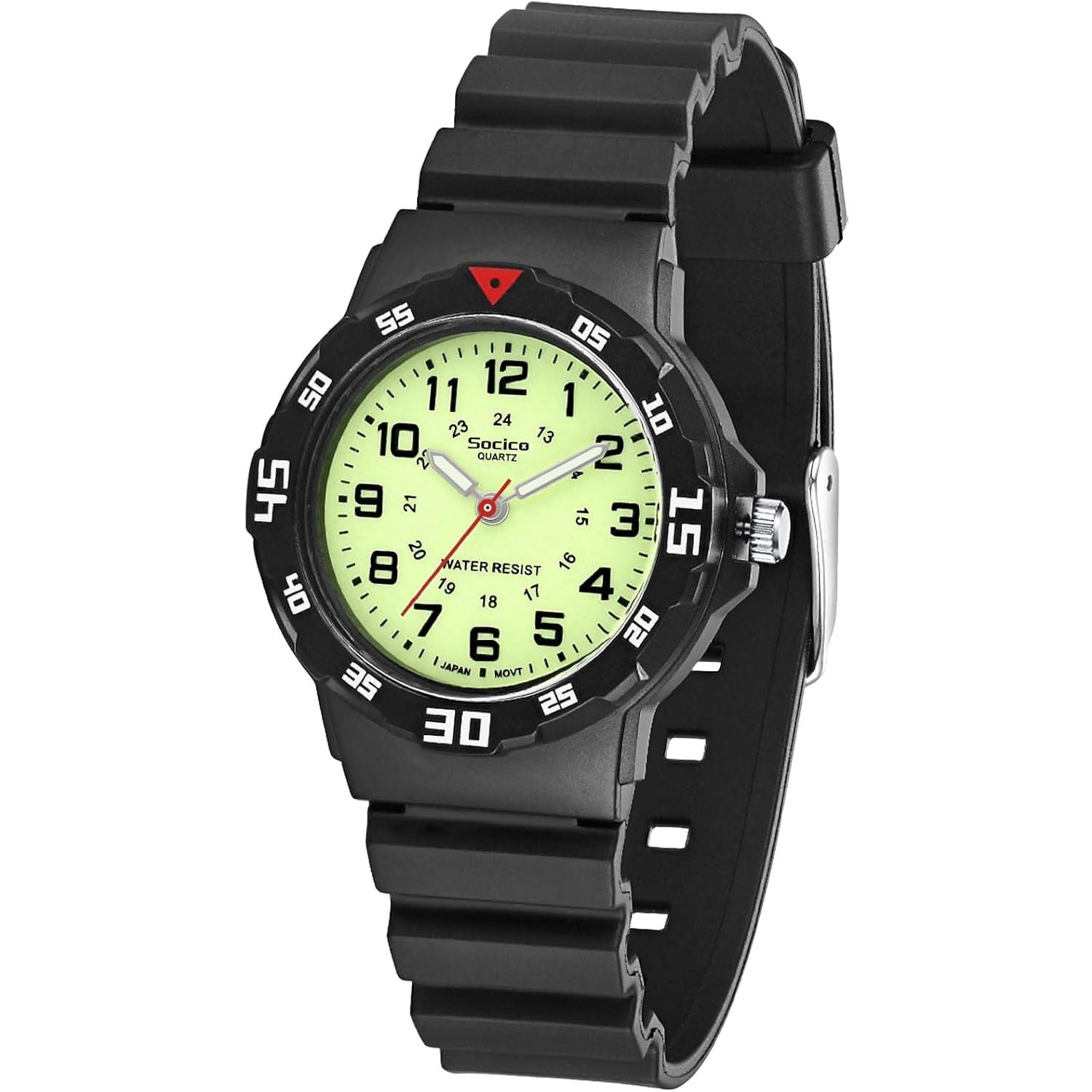 Buy now SOCICO Children Analog Watch for Boys Girls Waterproof Time Teaching Watch with Soft Band, Learning Time Wrist Watch Easy to Read Christmas Gifts for Kids Ages 3-12 Great Gifts Black-pre-sale at indiglob india