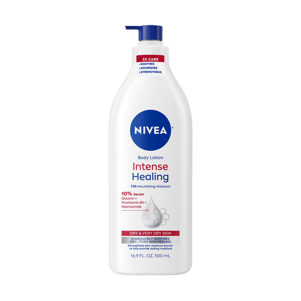 NIVEA Intense Healing Body Lotion, 72-Hour Moisturizing Lotion,16.9 FL OZ | Moisturizing Lotion with Glycerin, Provitamin B5 and Niacinamide, For Very Dry, Itchy Skin Relief, Dermatologically Tested