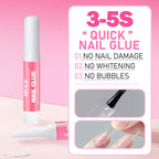 MEKK Nail Glue,Super Strong Nail Glue for Press Ons,Acrylic Nails,Nail Tips | 2g X 12Pcs,4 Weeks Long-Lasting,3-5s Quick Air Dry,Safe Formula,Professional Nail Glue for Home DIY & Salon Use,Nail Supplies