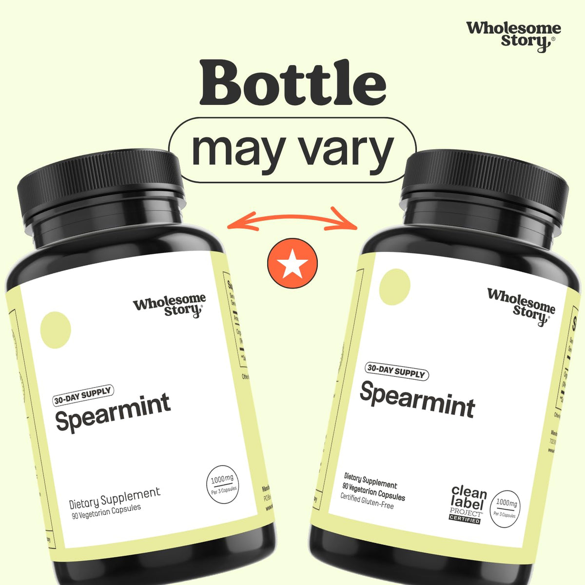 Wholesome Story Spearmint Capsules Supplement | 1000mg Spearmint Leaf | 333.33mg Per Capsule | Supports Hormones, Digestion & Gut | Mentha Spicata | 30-Day Supply