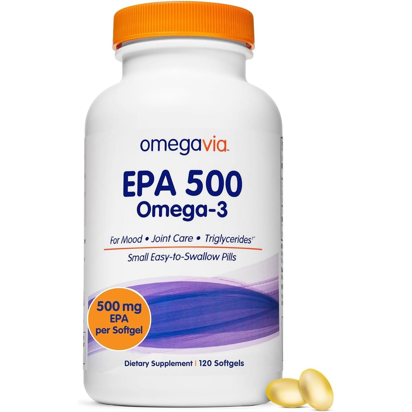 Buy now OmegaVia EPA 500, Purified Omega-3 Fish Oil Supplement, 500 mg EPA in Triglyceride Form, Burpless Fish Oil, Non-GMO, Gluten-Free, IFOS 5-Star, 120 Softgels Default at indiglob india