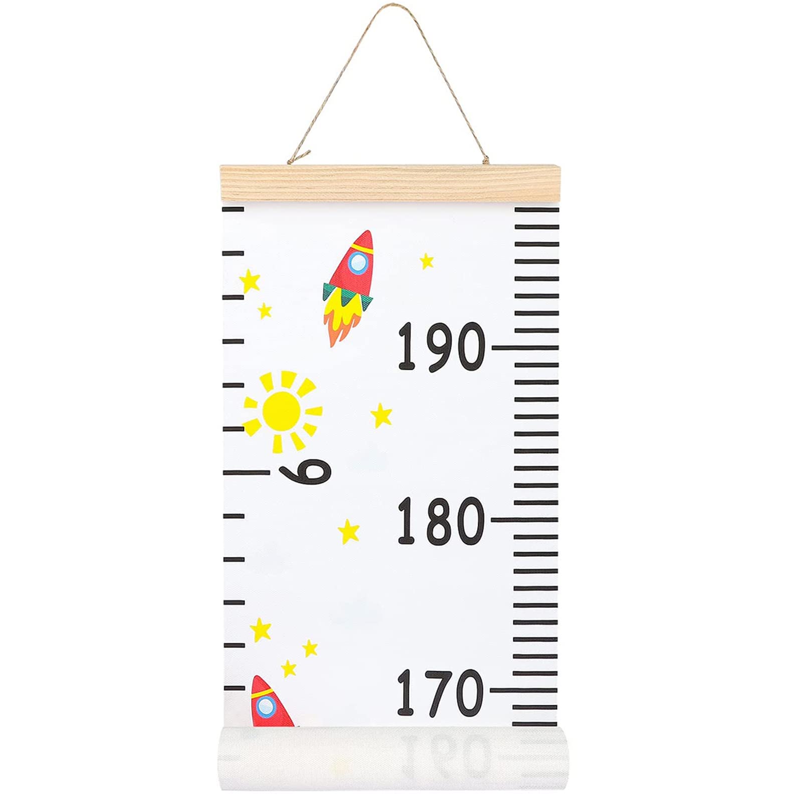 Buy now Mibote Baby Growth Height Chart Handing Ruler Wall Decor for Kids, Canvas Removable Height Growth Chart 79" x 7.9" (Black & White) Colorful at indiglob india