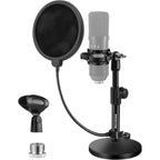Buy now BILIONE Multifunctional Desktop Microphone Stand, Adjustable Mic Stand Desk with Pop Filter, Shock Mount, Microphone Clip, 5/8" to 3/8" Metal Screw Adapter at indiglob india