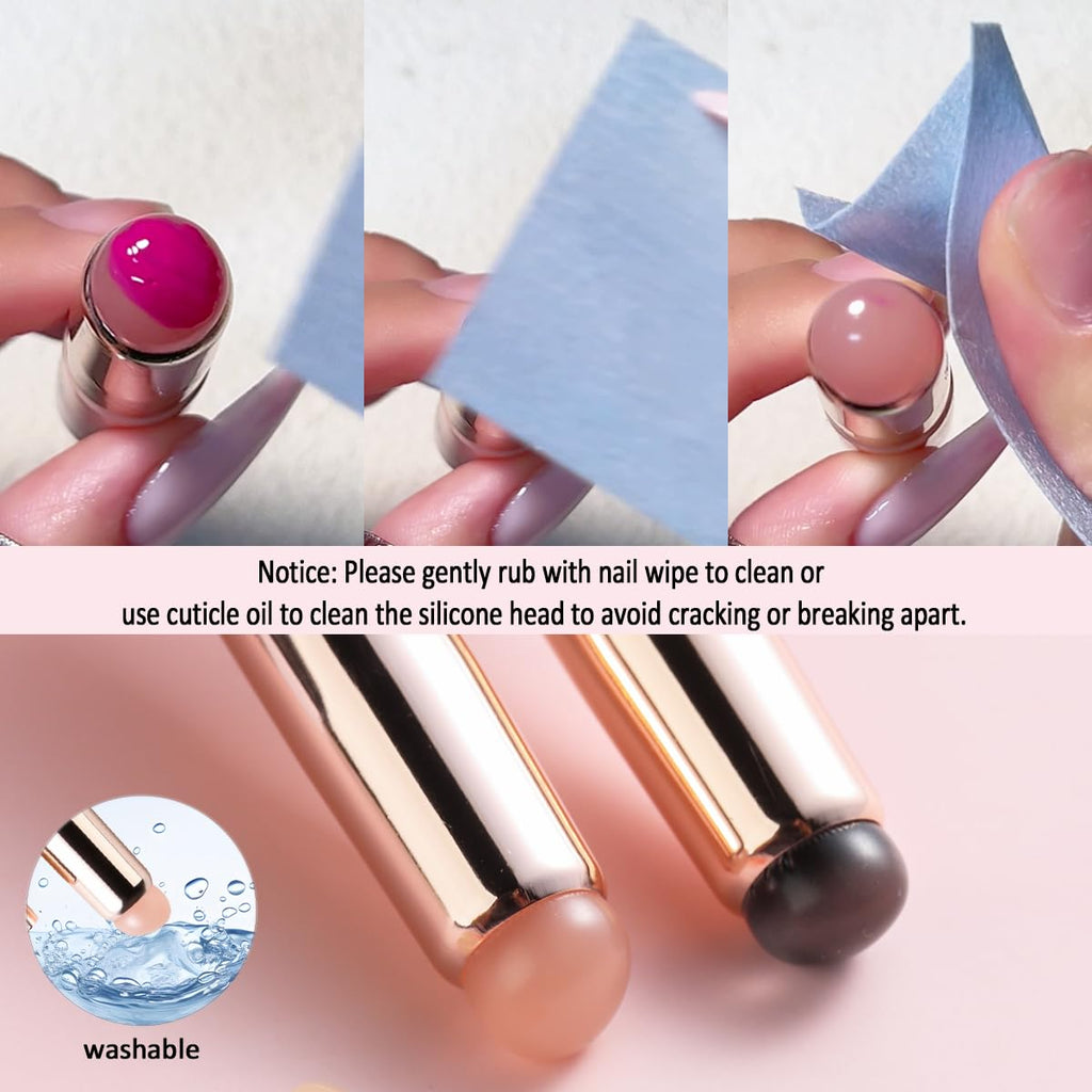 Fcozpjk Silicone Brush for Ombre Nail Art 2Pcs Reusable Brush Gradient Nail