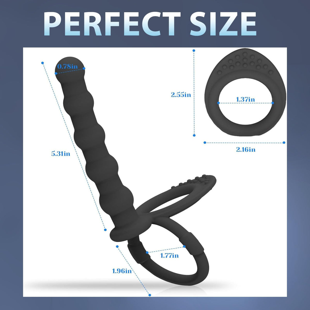 Anal Toys Anal Beads Dual Penetration Cock Ring, Couples Sex Toys Double Anal Dildo Strap On for Anal Play Pleasure & Vaginal Stimulation, Silicone Butt Plug Anal Hook Trainer with Penis Ring