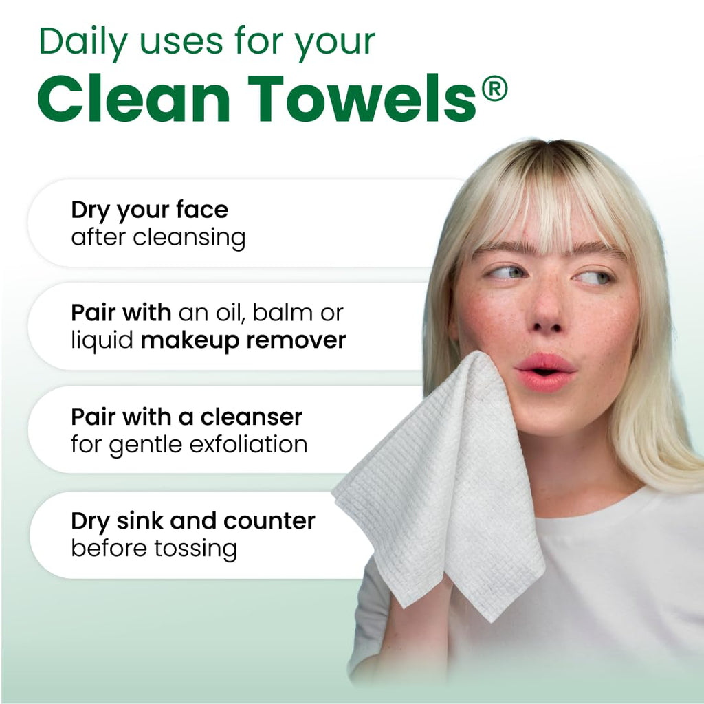 CLEAN SKIN CLUB Sensitive Skin Clean Towels® XL, Ultra-Soft Disposable Face Dry Wipes Infused with Aloe & Glycerin, XL - 1 Pack (50 count)