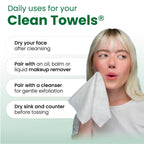 CLEAN SKIN CLUB Sensitive Skin Clean Towels® XL, Ultra-Soft Disposable Face Dry Wipes Infused with Aloe & Glycerin, XL - 1 Pack (50 count)