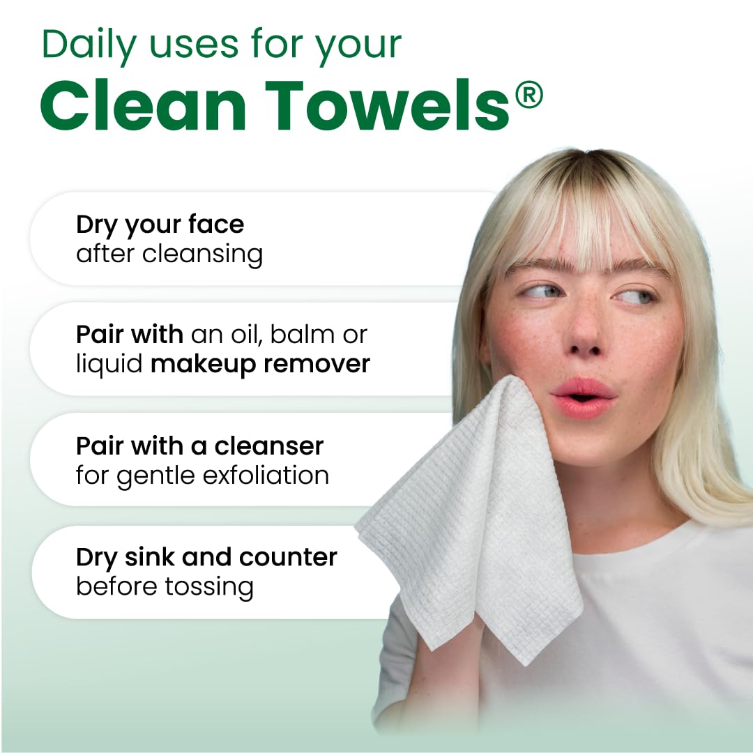 CLEAN SKIN CLUB Sensitive Skin Clean Towels® XL, Ultra-Soft Disposable Face Dry Wipes Infused with Aloe & Glycerin, XL - 1 Pack (50 count)