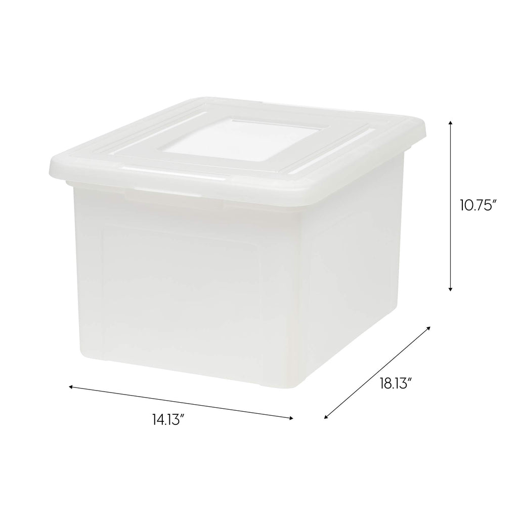 IRIS USA 4-Pack 35 Qt. Letter File Box with Lid, Pearl