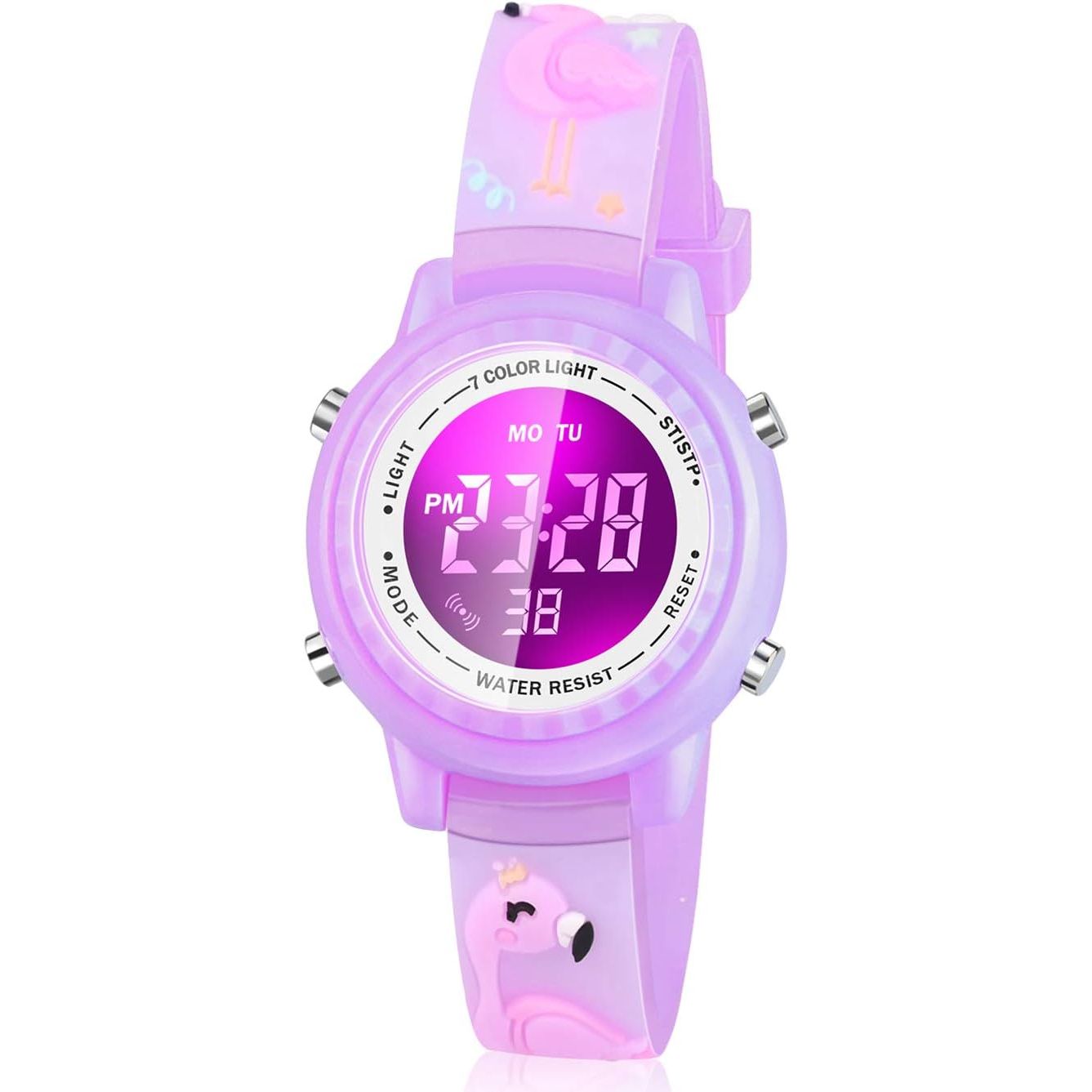 Buy now Waterproof LED Kids Watches with Alarm - Kids Toys Gifts for Girls Age 3-10 Flamingo Purple at indiglob india