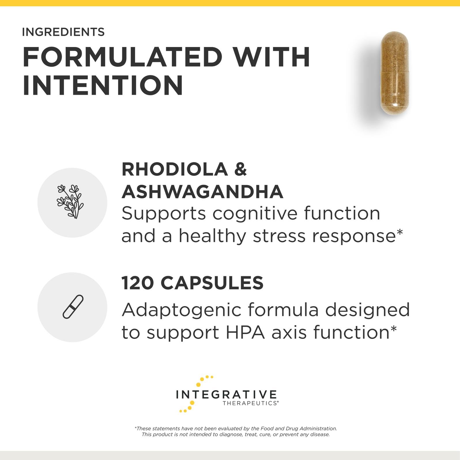 Integrative Therapeutics HPA Adapt - Adaptogenic Supplement for Stress Support* - Includes Ashwagandha, Rhodiola & Other Adaptogenic Herbs* - Vegan, Dairy-Free & Gluten-Free - 120 Capsules