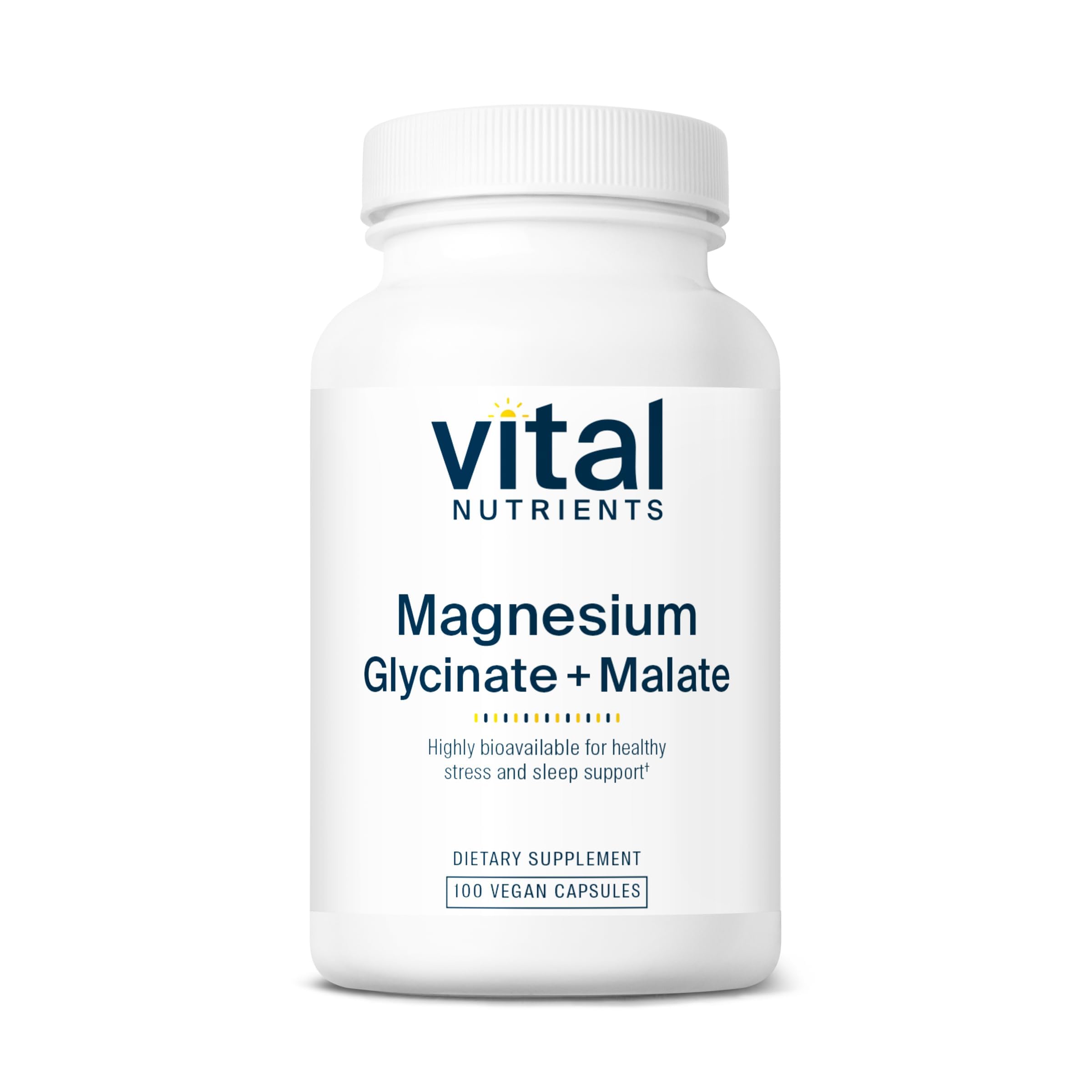 Vital Nutrients Magnesium Glycinate + Malate - 120mg Vegan Magnesium Supplement for Women and Men - Muscle, Heart, Bone Support* - Promotes Relaxation - Gluten, Dairy and Soy Free - 100 Capsules