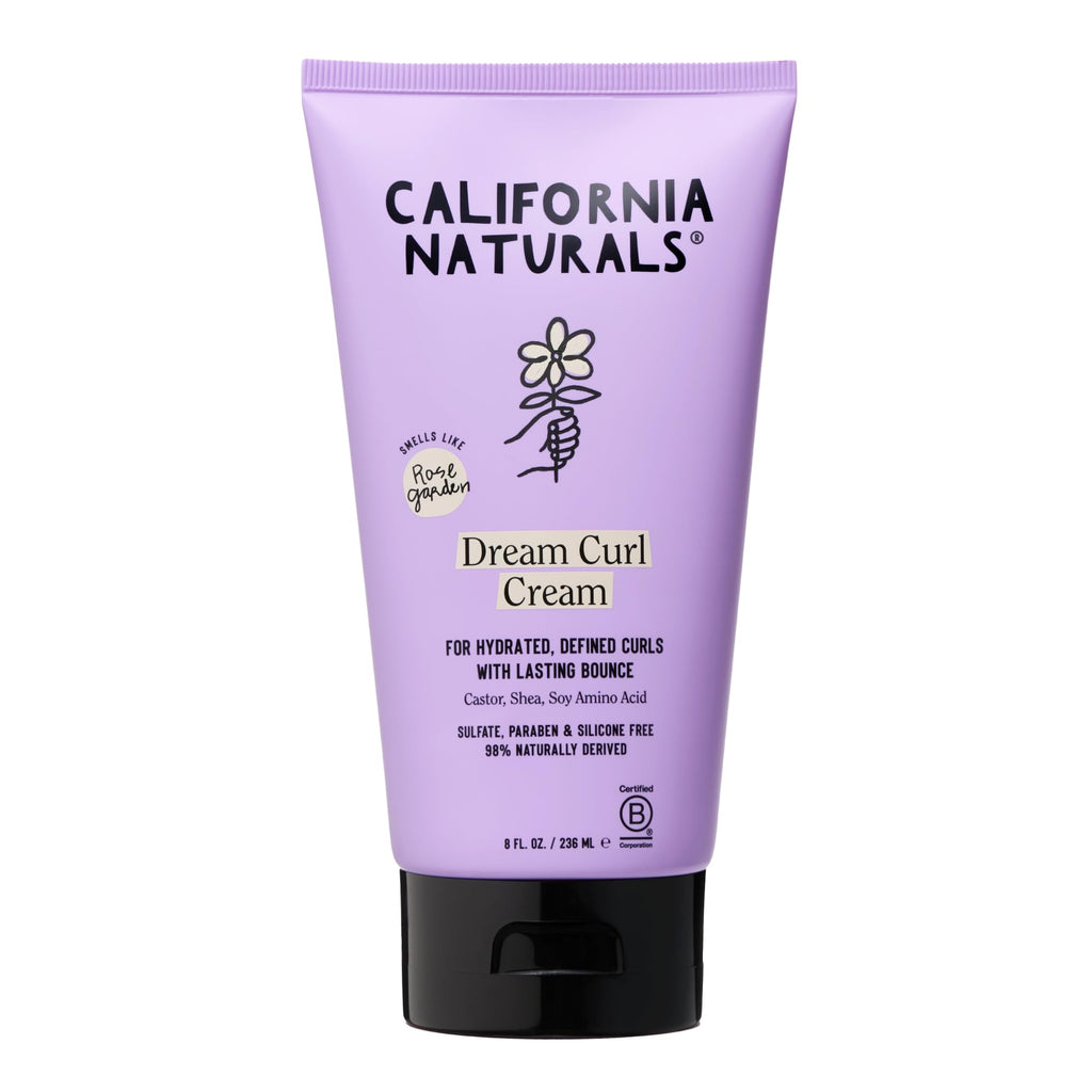 California Naturals Curl Defining Cream for Wavy Curly Coily Hair, Anti Frizz Curl Cream with Shea Butter and Castor Oil, Sulfate and Paraben Free, Natural, Vegan, Rose Garden, 8 oz