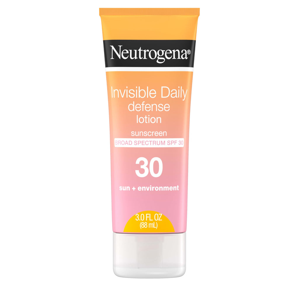 Buy now Neutrogena Invisible Daily Defense Sunscreen Lotion, Broad Spectrum SPF 30, Oxybenzone-Free & Water-Resistant, Sun & Environmental Aggressor Protection, Antioxidant Complex, 3.0 fl. oz at indiglob india