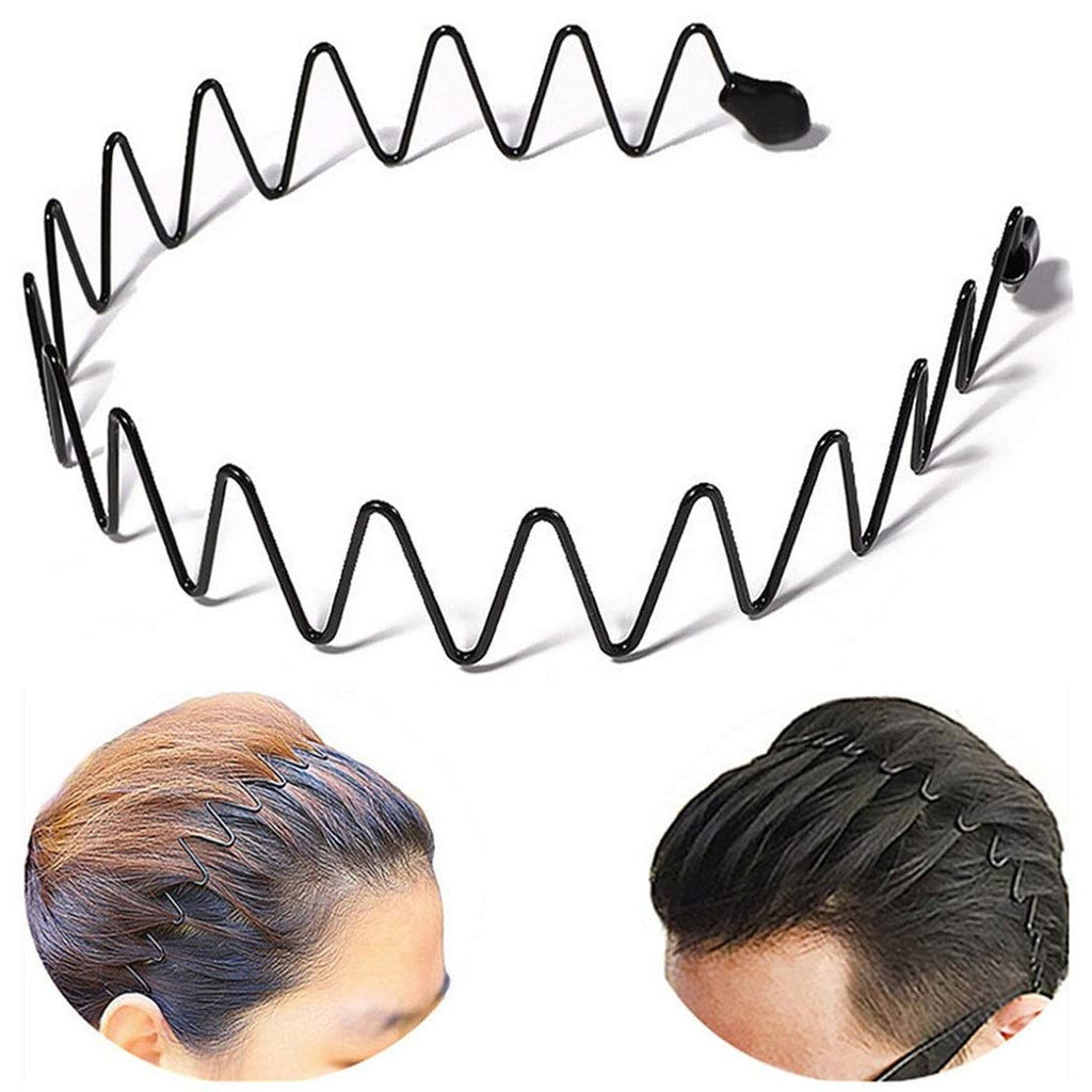 Buy now bodbop XINGZHE Metal Hair Band Men Headband Women's Fashion Hair Bands Elastic Stylish Sports Hairband Head Hoop with Non Slip Wavy Teeth, Black at indiglob india