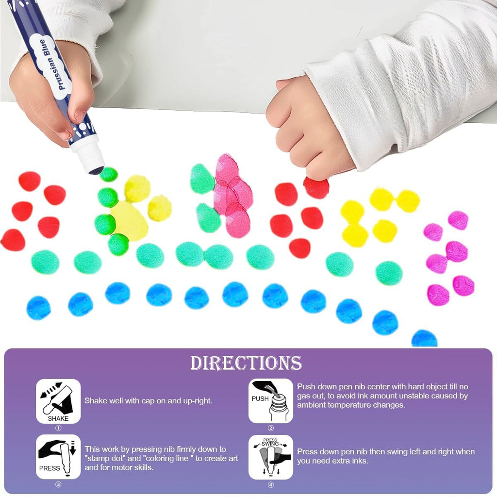 DOSEWART 16 Color Bingo Daubers Washable Bingo Markers Dot Paint Marker Set