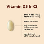 Micro Ingredients Vitamin D3 2,000 IU + K2 MK-7 50 mcg, 300 Softgels | Made with Coconut Oil | 2-in-1 Formula | Easy to Swallow, Non-GMO
