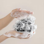 3 PCS Bar Soap Loofah Pouch, New 2 in 1 Drawstring Loofah Soap Holder, Exfoliation Mesh Shower Ball for Cleansing and Smooth Skin (Beige+Grey+Pink)