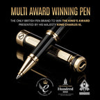 Buy now Scriveiner Black Lacquer Rollerball Pen - Stunning Luxury Pen, Real Gold Plating, Schmidt Ink Refill, Best Roller Ball Gift Set for Men & Women, Professional, Executive Office, Nice Pens at indiglob india