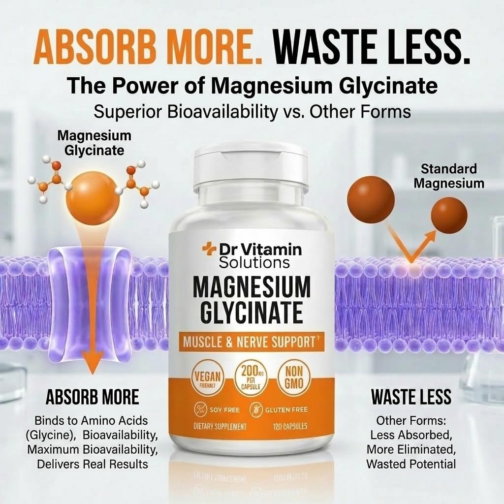 Magnesium Glycinate 200mg High Absorption Bisglycinate Sleep Supplement