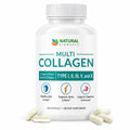 Multi Collagen 180 Protein Capsules - Type I, II, III, V, X Collagen Pills - Proprietary Blend of Eggshell, Chicken, Wild Fish & Grass-Fed Beef Collagen Peptides - 2025mg per serv