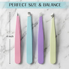 4 Pack Stainless Steel Eyebrow Tweezers Set, Precision Hair Removal Tools