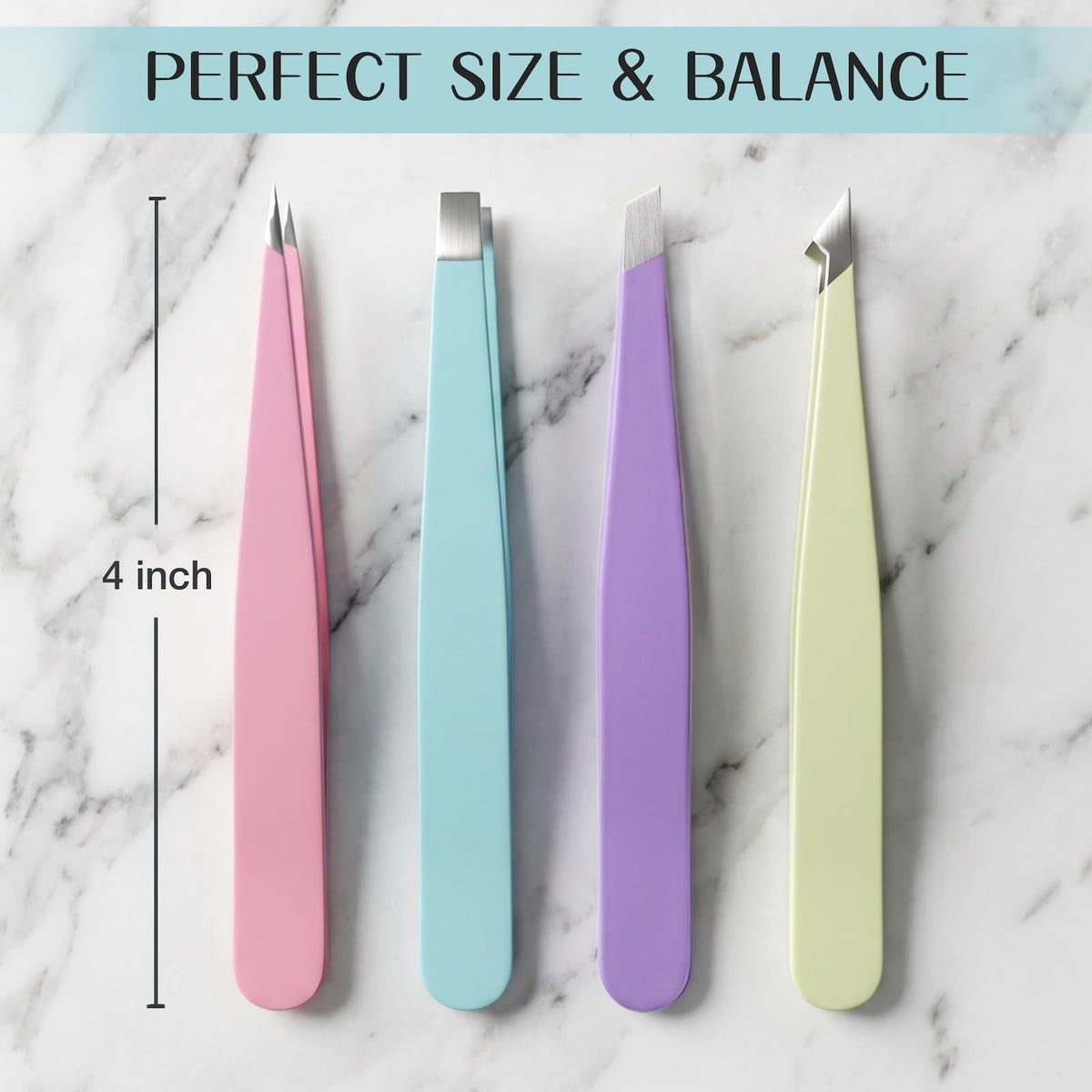 4 Pack Stainless Steel Eyebrow Tweezers Set, Precision Hair Removal Tools