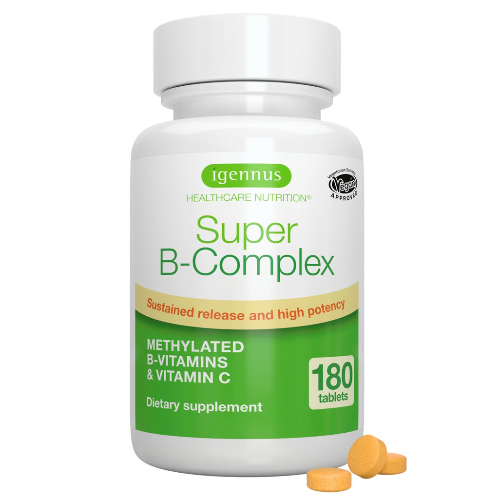 Igennus High Absorption Super B-Complex Methylated & Active B Vitamins | Sustained Release, Clean Label, Energy, Mood & Cognitive Performance, Methylfolate & Methyl B12, Lab Verified, 60 Tablets