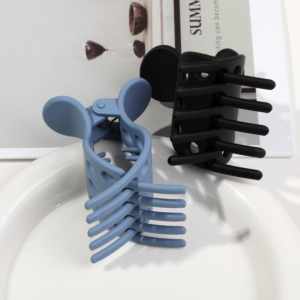 Set of premium imported hair volume clips in blue and black, perfect for enhancing curly hairstyles and adding lift.