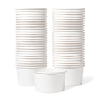MATICAN Paper Ice Cream Cups - 50-Count 5.5-Oz Disposable Dessert Bowls for Hot or Cold Food, 5.5-Ounce Party Supplies Treat Cups for Sundae, Frozen Yogurt, Soup, White