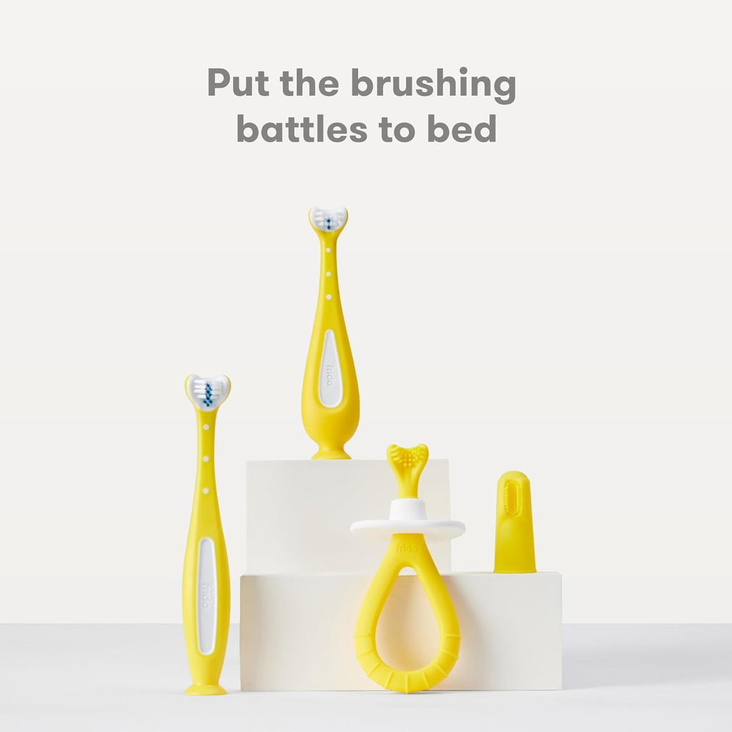 Buy now Frida Baby Training Toothbrush for Babies with Soft Silicone Bristles, Yellow at indiglob india