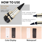 Kaely 2Pcs Gel Eyeliner set showing color swatches on skin; features rotating design for easy application. 100% authentic.