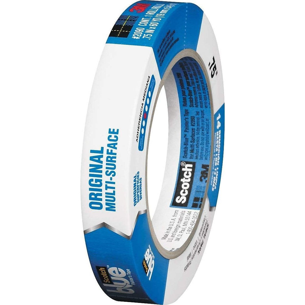 Buy now 3M Scotch-Blue 2090 Safe-Release Crepe Paper Multi-Surfaces Painters Masking Tape, 27 lbs/in Tensile Strength, 60 yds Length x 3/4" Width, Blue at indiglob india
